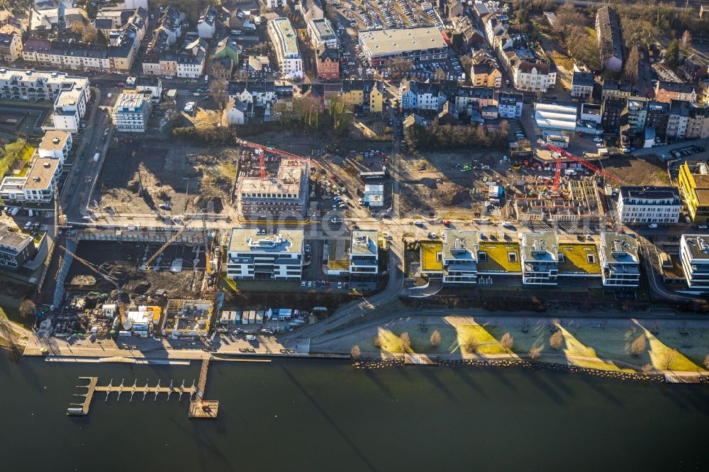 Dortmund from above - Construction site for the multi-family residential building on Phoenixseestrasse in the district Hoerde in Dortmund in the state North Rhine-Westphalia, Germany