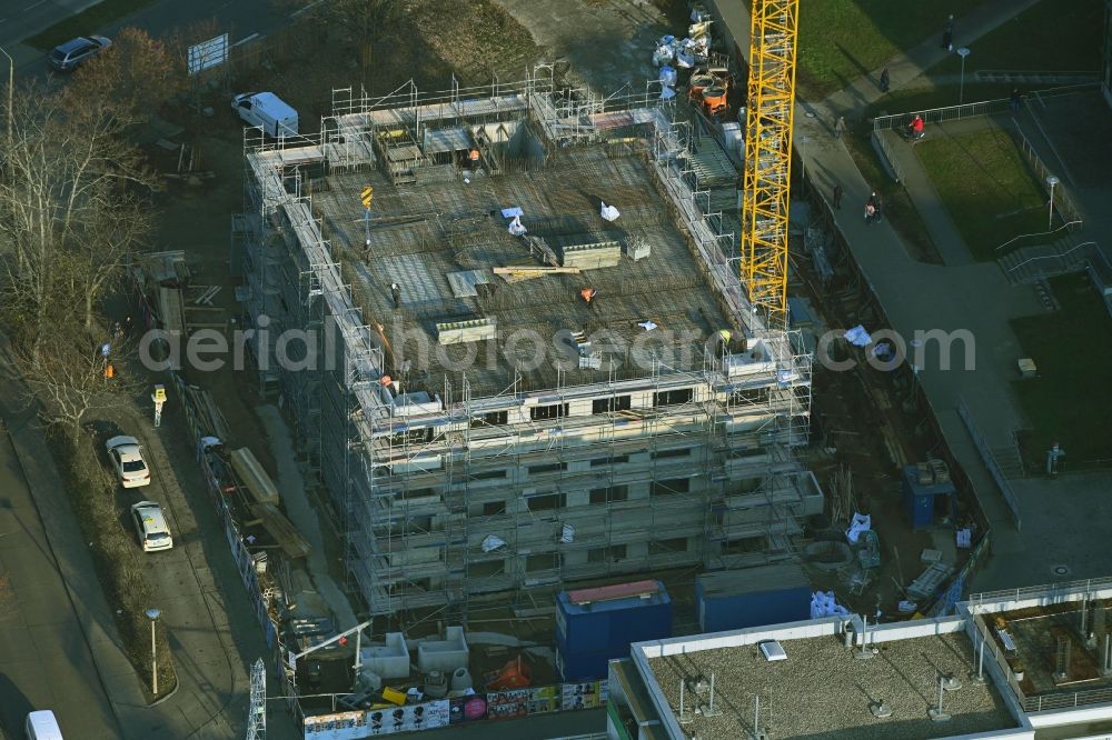 Berlin from above - Construction site for the multi-family residential building Mehrower Allee corner Sella-Hasse-Strasse in the district Marzahn in Berlin, Germany