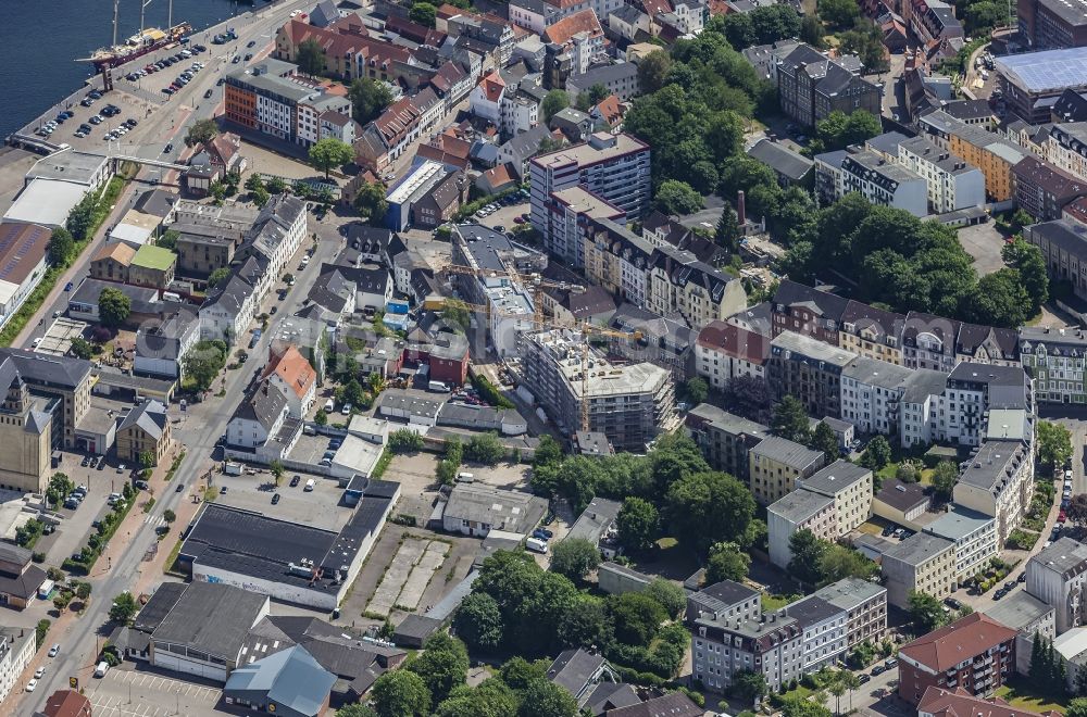 Aerial image Flensburg - Construction site for the multi-family residential building Skolehaven on Gartenstrasse in the district Neustadt in Flensburg in the state Schleswig-Holstein, Germany