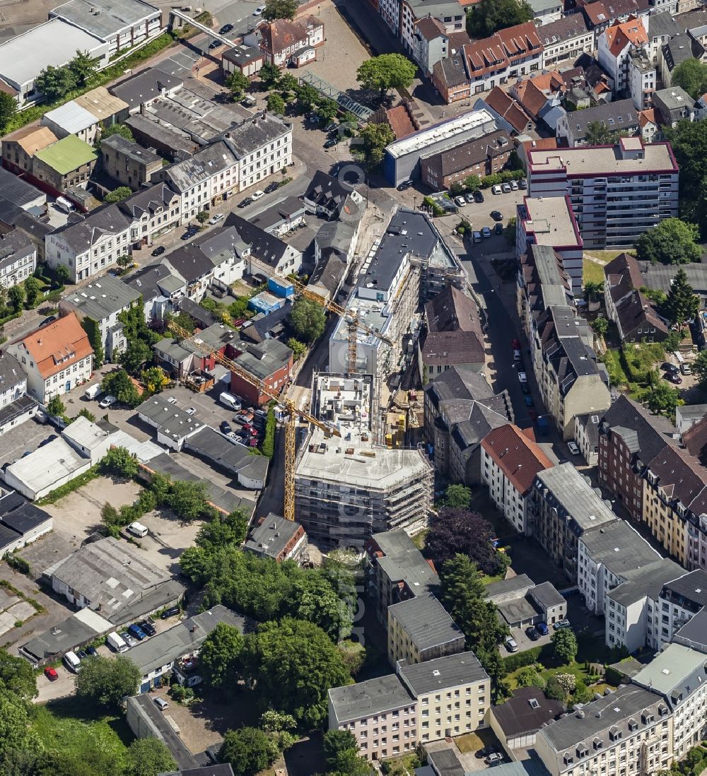 Aerial photograph Flensburg - Construction site for the multi-family residential building Skolehaven on Gartenstrasse in the district Neustadt in Flensburg in the state Schleswig-Holstein, Germany