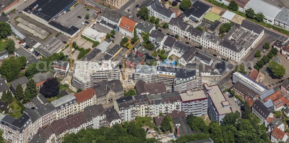 Flensburg from above - Construction site for the multi-family residential building Skolehaven on Gartenstrasse in the district Neustadt in Flensburg in the state Schleswig-Holstein, Germany