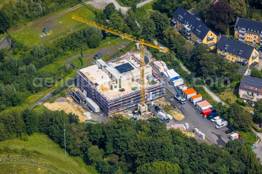 Aerial image Kamen - Construction site for the multi-family residential building Solarhaus on street Wilhelm-Blaeser-Strasse in Kamen at Ruhrgebiet in the state North Rhine-Westphalia, Germany