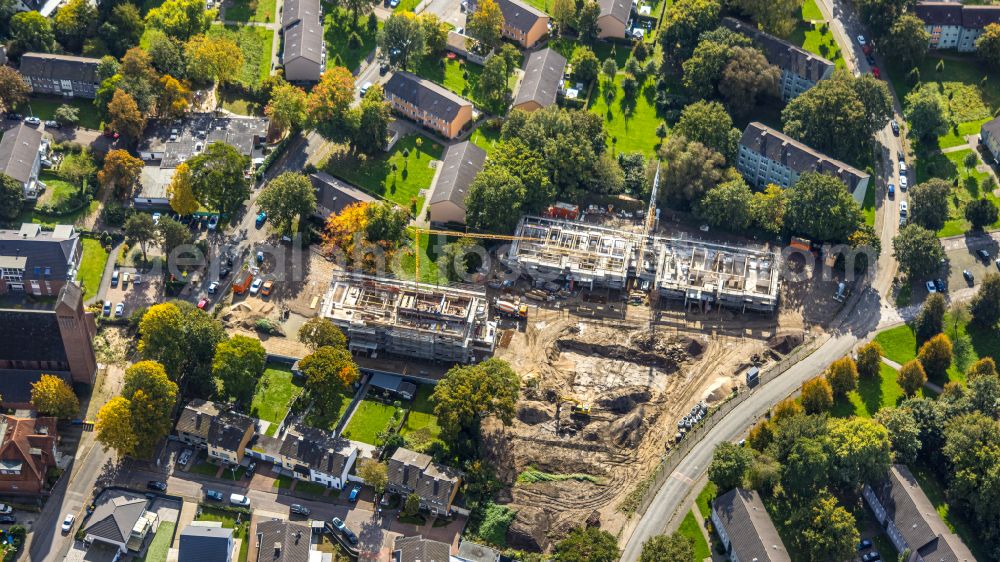 Aerial image Dinslaken - Construction site for the multi-family residential building Solarquartier on street Knappenstrasse in the district Eppinghoven in Dinslaken at Ruhrgebiet in the state North Rhine-Westphalia, Germany