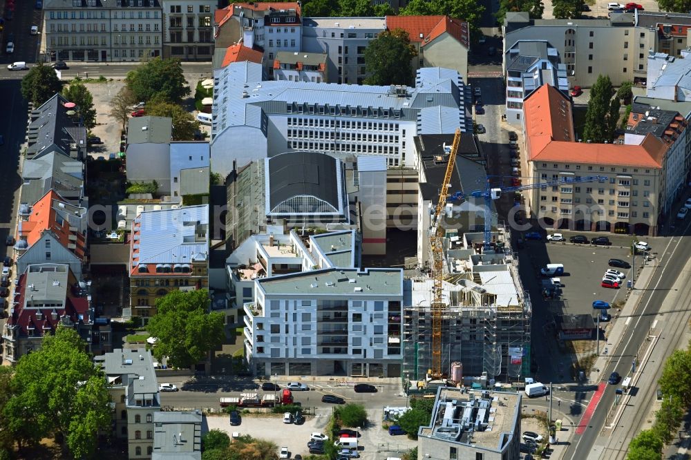 Aerial photograph Leipzig - Construction site for the multi-family residential building on Talstrasse corner Johannisplatz in the district Zentrum-Suedost in Leipzig in the state Saxony, Germany