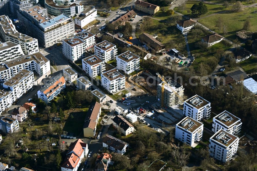 Stuttgart from above - Construction site for the multi-family residential building on Theodorichweg in the district Feuerbacher Tal in Stuttgart in the state Baden-Wuerttemberg, Germany