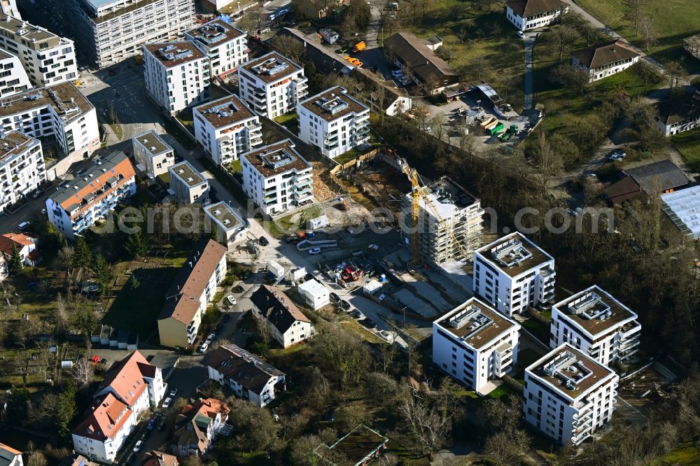 Aerial image Stuttgart - Construction site for the multi-family residential building on Theodorichweg in the district Feuerbacher Tal in Stuttgart in the state Baden-Wuerttemberg, Germany