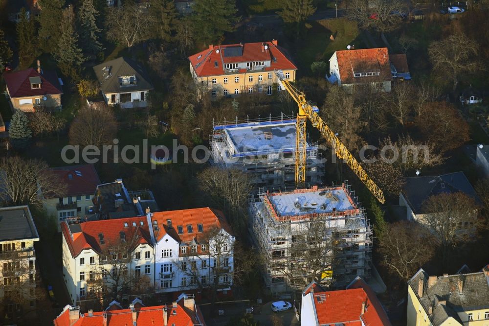 Aerial photograph Berlin - Construction site for the multi-family residential building on Uhlandstrasse in the district Niederschoenhausen in Berlin, Germany