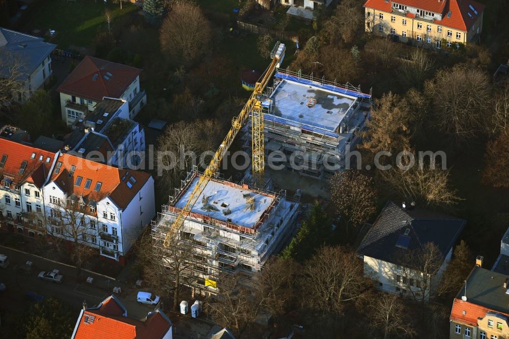 Aerial photograph Berlin - Construction site for the multi-family residential building on Uhlandstrasse in the district Niederschoenhausen in Berlin, Germany