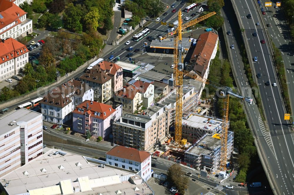 Aerial image Würzburg - Construction site for the multi-family residential building on Urlaubstrasse in Wuerzburg in the state Bavaria, Germany