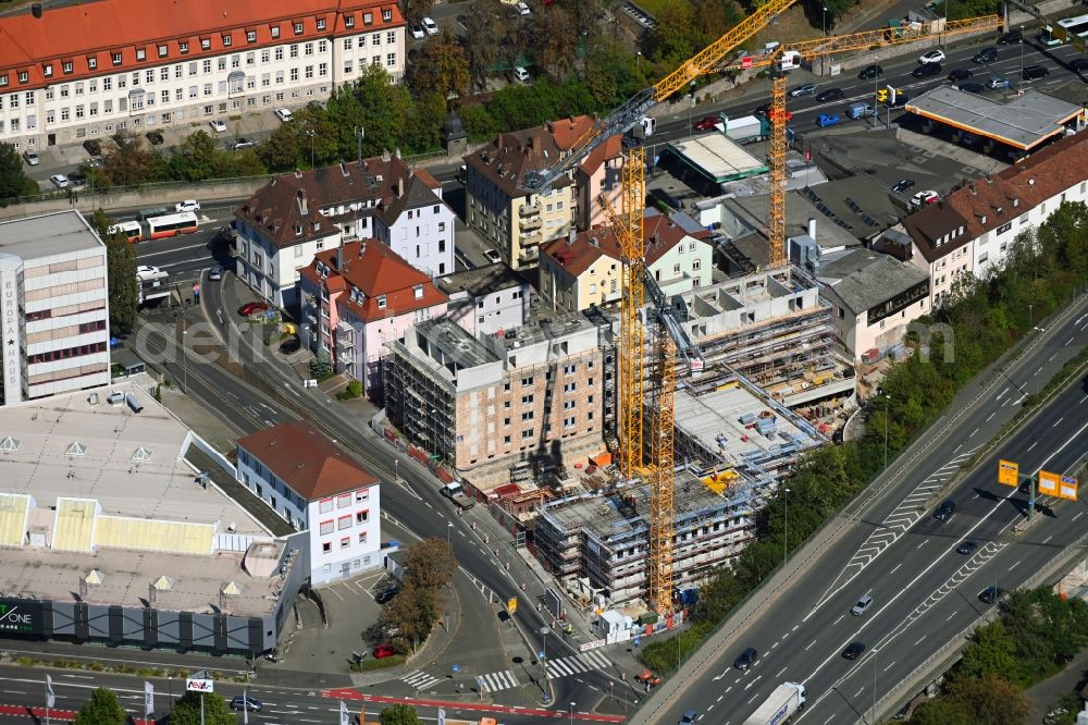 Würzburg from above - Construction site for the multi-family residential building on Urlaubstrasse in Wuerzburg in the state Bavaria, Germany