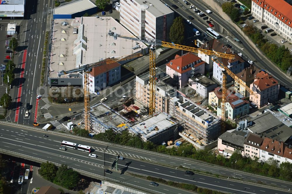 Würzburg from the bird's eye view: Construction site for the multi-family residential building on Urlaubstrasse in Wuerzburg in the state Bavaria, Germany