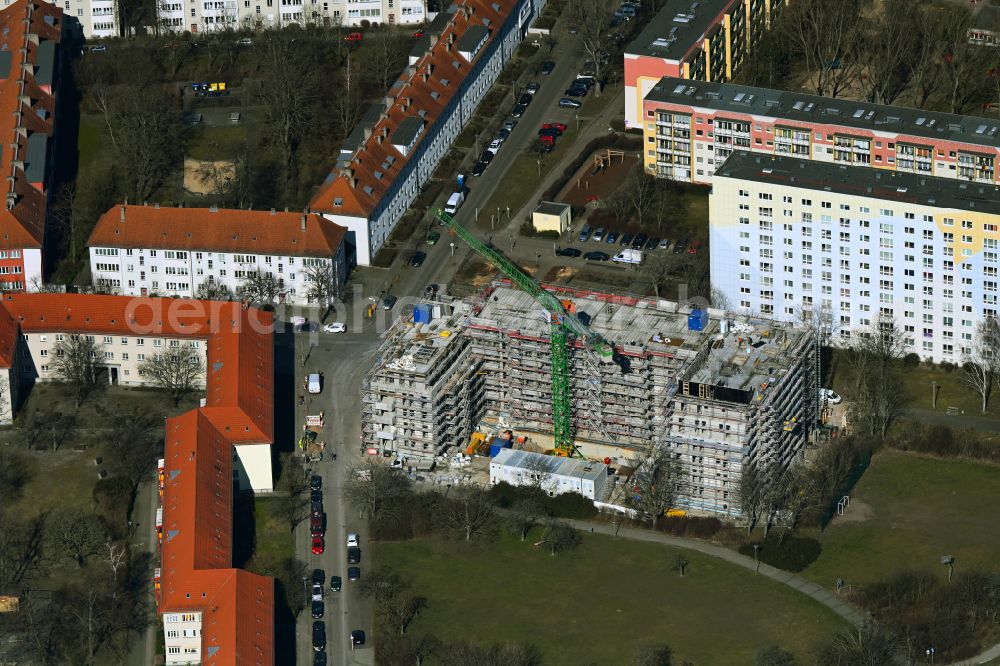 Aerial image Berlin - Construction site for the multi-family residential building on Vesaliusstrasse in the district Pankow in Berlin, Germany