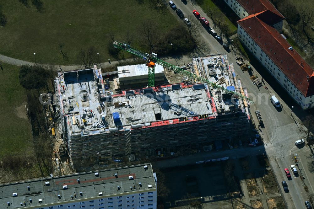 Aerial image Berlin - Construction site for the multi-family residential building on Vesaliusstrasse in the district Pankow in Berlin, Germany