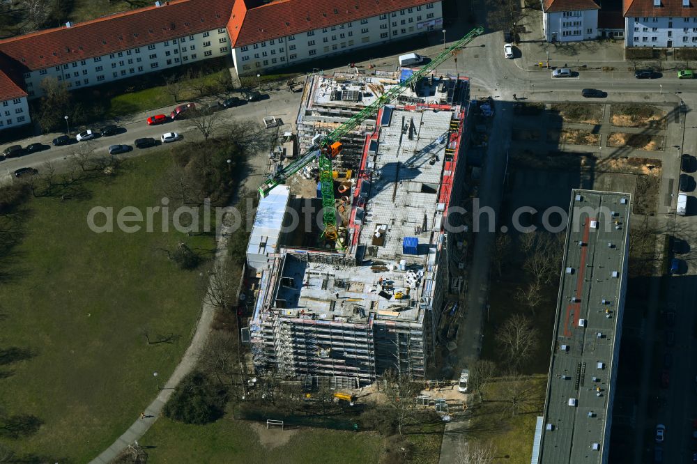 Aerial photograph Berlin - Construction site for the multi-family residential building on Vesaliusstrasse in the district Pankow in Berlin, Germany