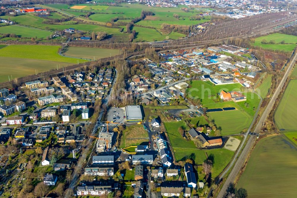 Hamm from above - Construction site for the multi-family residential building on Weetfelder Strasse in the district Selmigerheide in Hamm in the state North Rhine-Westphalia, Germany