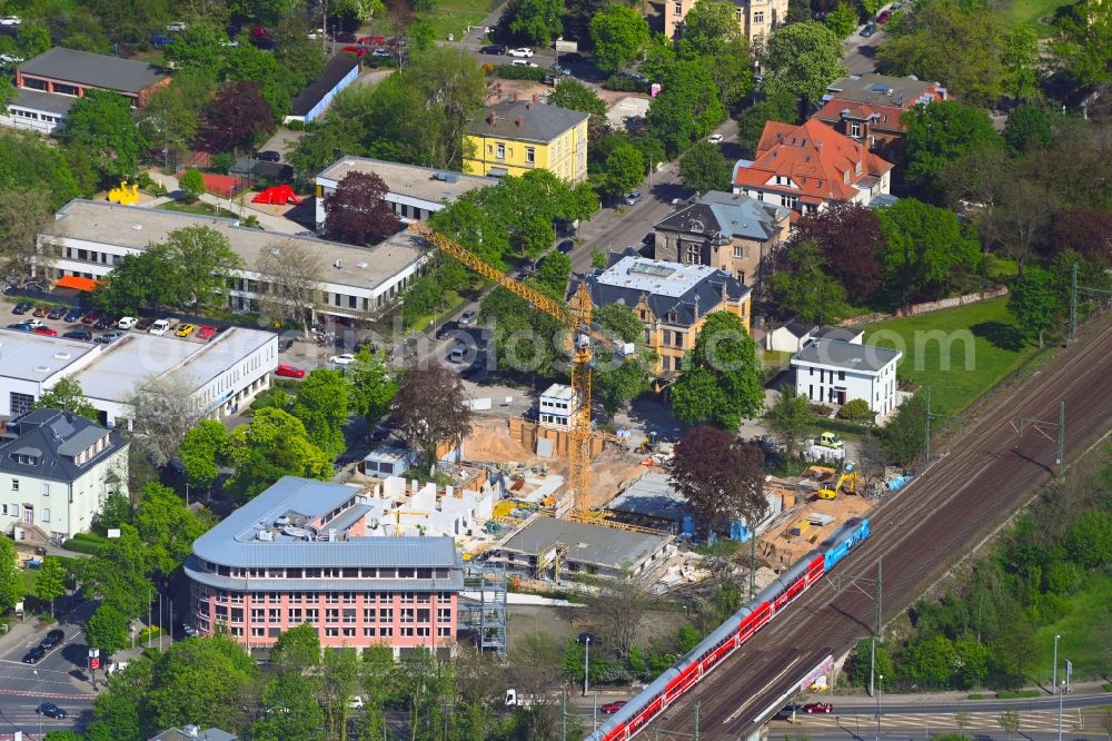 Aerial photograph Dresden - Construction site for the multi-family residential building Wiener Quartett on street Wiener Strasse corner Mozartstrasse in the district Suedvorstadt in Dresden in the state Saxony, Germany