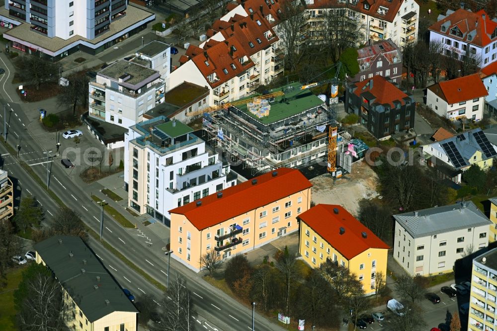 Aerial photograph Kempten (Allgäu) - Construction site for the multi-family residential building on Wiesberg in Kempten (Allgaeu) in the state Bavaria, Germany