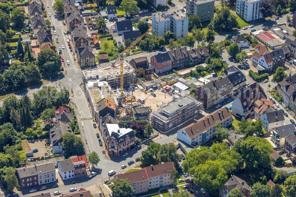 Dortmund from the bird's eye view: Construction site for the multi-family residential building Wohncarree Dortmund-Hansemannstrasse in Dortmund at Ruhrgebiet in the state North Rhine-Westphalia, Germany