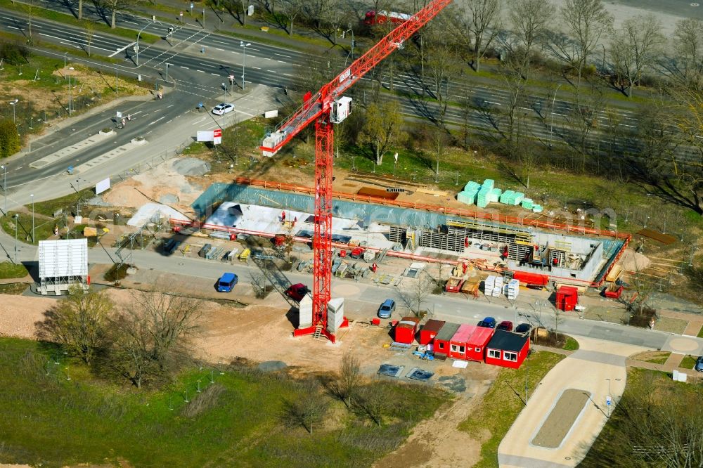 Schweinfurt from above - Construction site for the multi-family residential building Wohnen on Quartierseingang in the district Bellevue in Schweinfurt in the state Bavaria, Germany