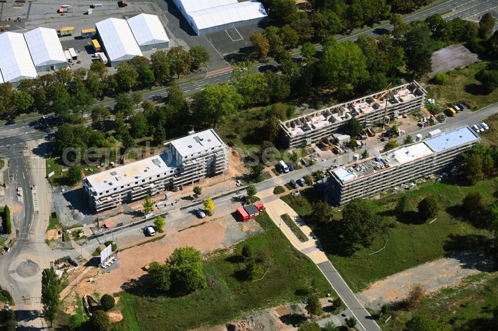 Schweinfurt from above - Construction site for the multi-family residential building Wohnen on Quartierseingang on Oak Street in the district Bellevue in Schweinfurt in the state Bavaria, Germany