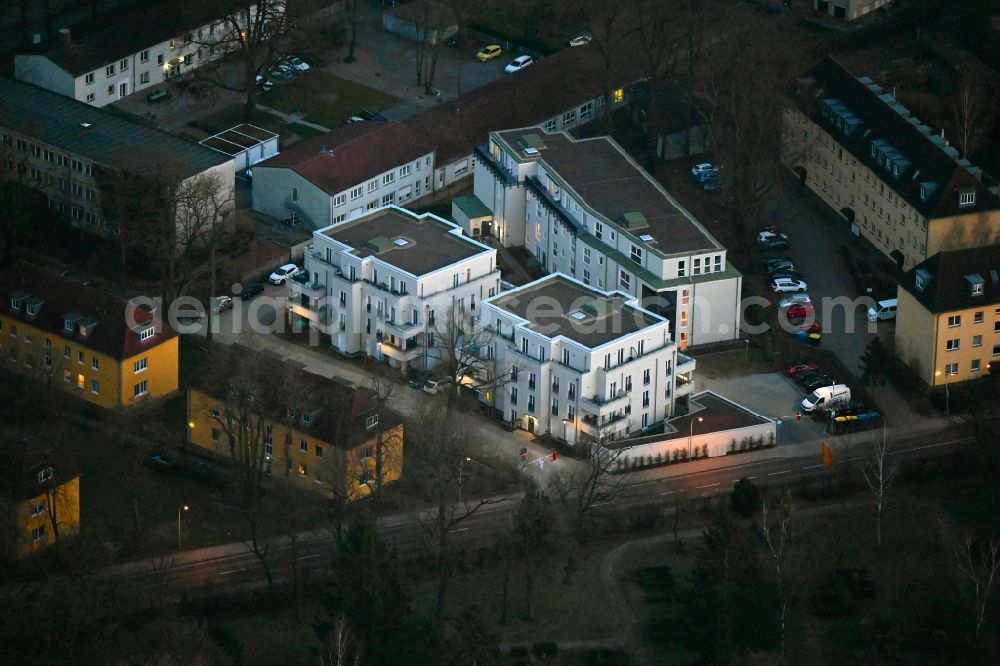 Neuruppin from above - Construction site for the multi-family residential building Wohnen on Schlossgarten on street Gerhart-Hauptmann-Strasse in Neuruppin in the state Brandenburg, Germany