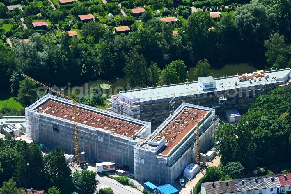 Aerial image Olching - Construction site for the multi-family residential building WohnGUT Olching in Olching in the state Bavaria, Germany