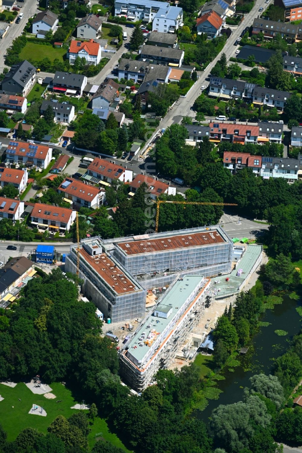 Olching from above - Construction site for the multi-family residential building WohnGUT Olching in Olching in the state Bavaria, Germany