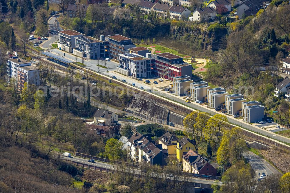 Herdecke from above - Construction site for the multi-family residential building of Wohnquartier Alter Steinbruch on Walter-Freitag-Strasse in the district Westende in Herdecke in the state North Rhine-Westphalia, Germany