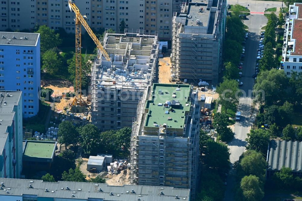 Aerial photograph Berlin - Construction site for the multi-family residential building Zossener Strasse corner Mittenwalder Strasse in the district Hellersdorf in Berlin, Germany