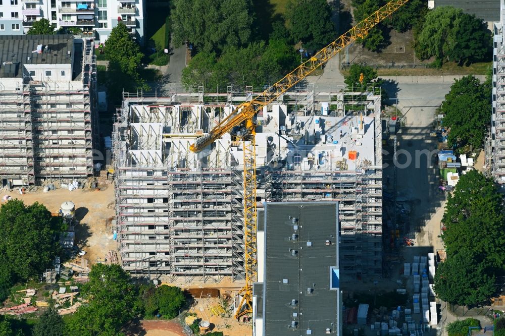 Aerial image Berlin - Construction site for the multi-family residential building Zossener Strasse corner Mittenwalder Strasse in the district Hellersdorf in Berlin, Germany