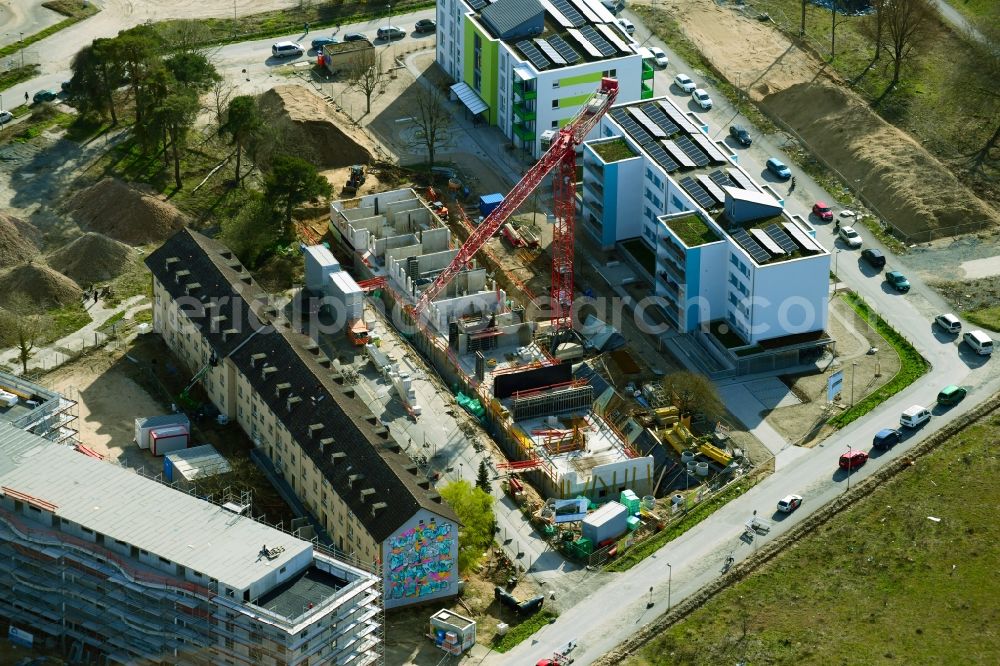 Aerial image Darmstadt - Construction site for the multi-family residential building ZusammenHaus Lincoln on Mahalia-Jackson-Strasse in Darmstadt in the state Hesse, Germany