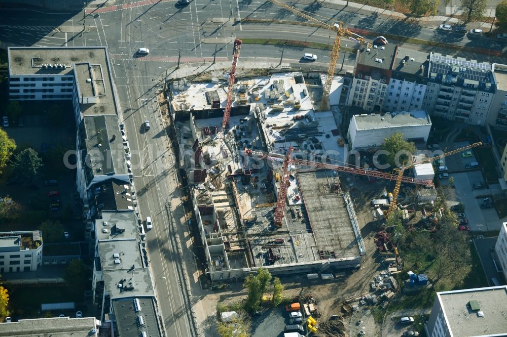 Aerial image Dresden - Construction site for the multi-family residential building between Friedrichstrasse and Weisseritzstrasse in the district Friedrichstadt in Dresden in the state Saxony, Germany