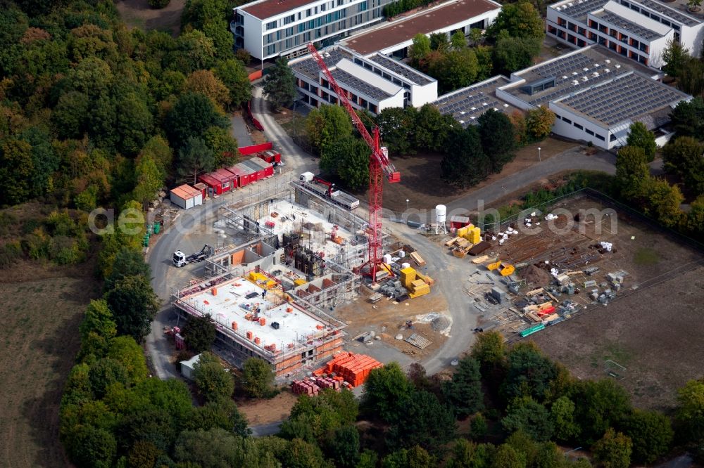 Aerial image Würzburg - Construction site for the new construction of a dorm residential care home - building for the physically handicapped Jakob Riedinger Haus in the district Heuchelhof in Wuerzburg in the state Bavaria, Germany