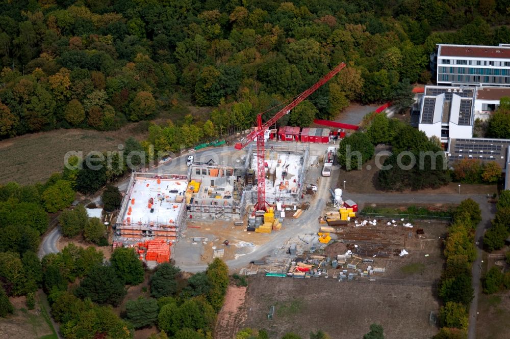 Aerial photograph Würzburg - Construction site for the new construction of a dorm residential care home - building for the physically handicapped Jakob Riedinger Haus in the district Heuchelhof in Wuerzburg in the state Bavaria, Germany