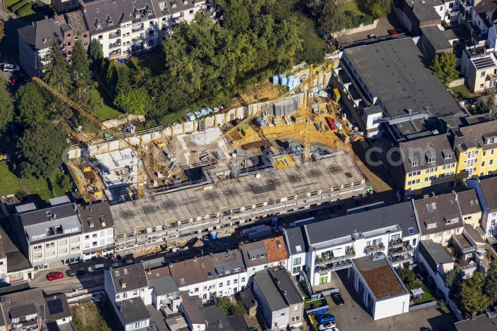 Aerial image Mönchengladbach - Construction site for the new construction of a dorm residential care home - building for the physically handicapped on street Waldhausener Strasse in the district Gladbach in Moenchengladbach in the state North Rhine-Westphalia, Germany