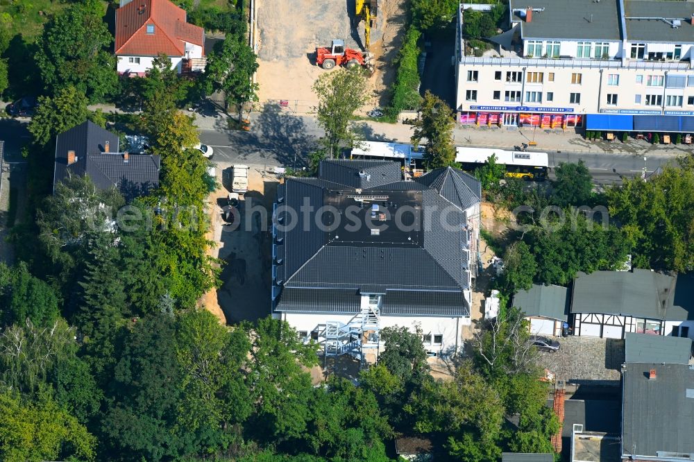 Berlin from the bird's eye view: Construction site for the new construction of a dorm residential care home - building for the physically handicapped on Wodanstrasse in the district Mahlsdorf in Berlin, Germany