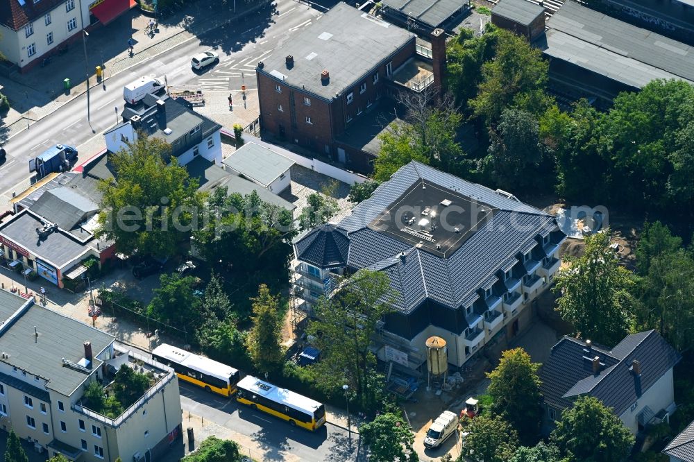 Aerial image Berlin - Construction site for the new construction of a dorm residential care home - building for the physically handicapped on Wodanstrasse in the district Mahlsdorf in Berlin, Germany