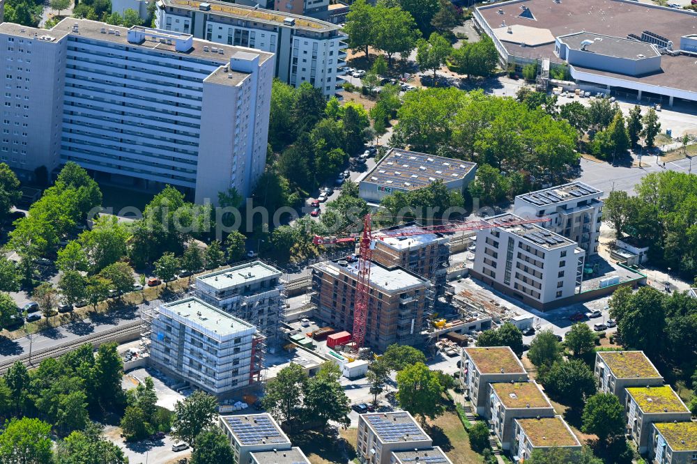 Freiberg from the bird's eye view: Construction site for the new construction of multi-family residential buildings Moenchfeldstrasse - Balthasar-Neumann-Strasse in Stuttgart in the state Baden-Wuerttemberg, Germany