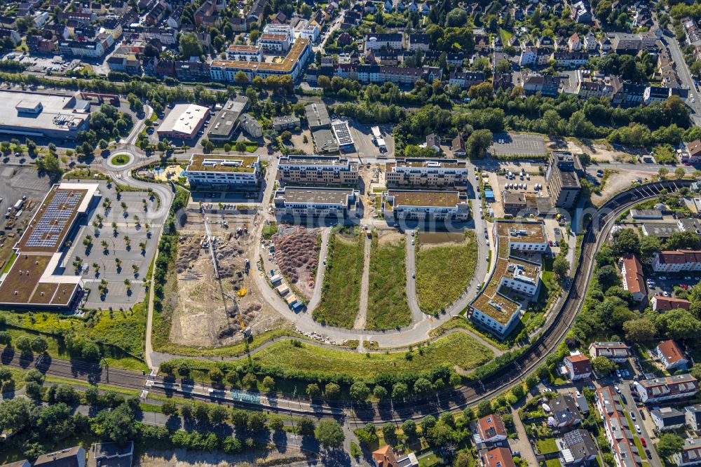 Dortmund from the bird's eye view: Construction site for the multi-family residential buildings Wohnen on Hombrucher Bogen on street Hombrucher Bogen in the district Zechenplatz in Dortmund in the state North Rhine-Westphalia, Germany