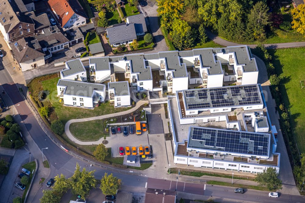 Aerial image Menden (Sauerland) - Construction site for the multi-family residential building Wohnpark Holzener Heide on Heidestrasse in Menden (Sauerland) in the state North Rhine-Westphalia, Germany