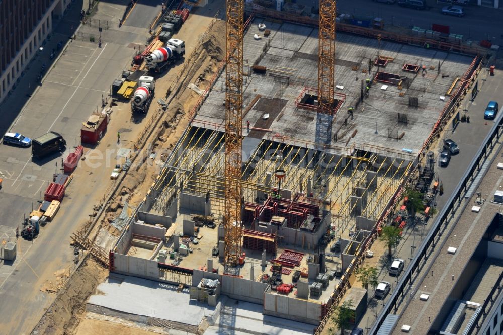 Aerial photograph Berlin Prenzlauer Berg - Construction site for the new construction of residential district at Alexanderplatz in Berlin