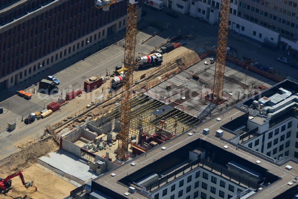 Berlin Prenzlauer Berg from above - Construction site for the new construction of residential district at Alexanderplatz in Berlin