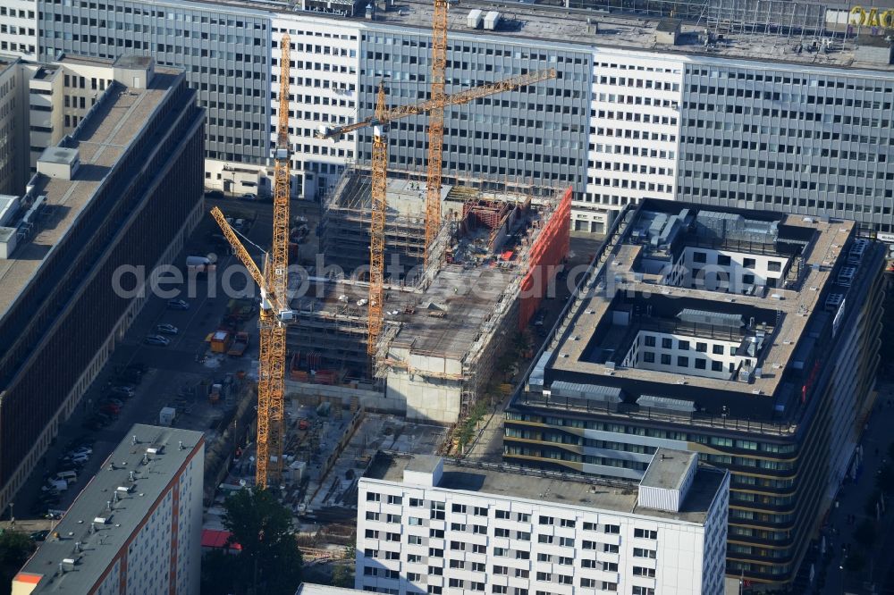 Berlin Mitte from the bird's eye view: Construction site for the new construction of residential district at Alexanderplatz in Berlin