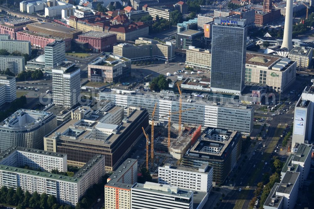 Aerial image Berlin Mitte - Construction site for the new construction of residential district at Alexanderplatz in Berlin