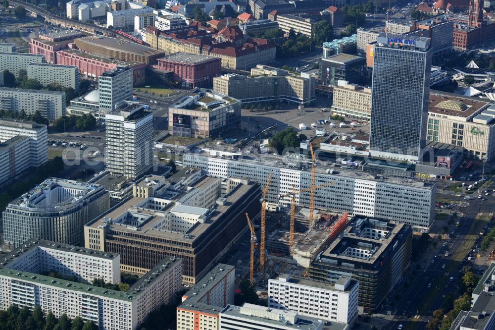 Aerial photograph Berlin Mitte - Construction site for the new construction of residential district at Alexanderplatz in Berlin