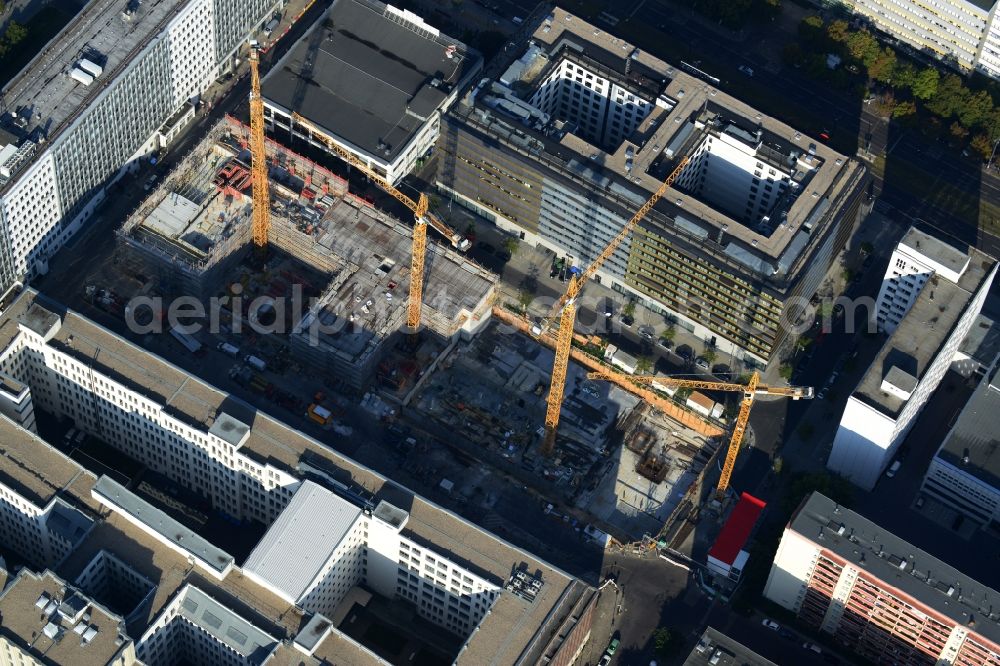 Berlin Mitte from the bird's eye view: Construction site for the new construction of residential district at Alexanderplatz in Berlin