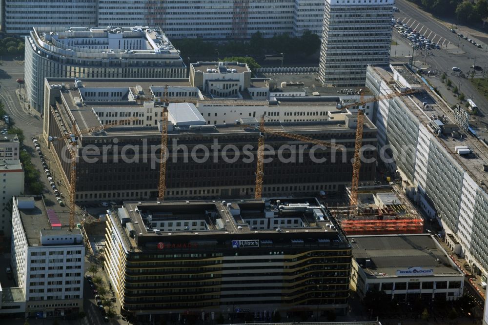 Aerial image Berlin Mitte - Construction site for the new construction of residential district at Alexanderplatz in Berlin