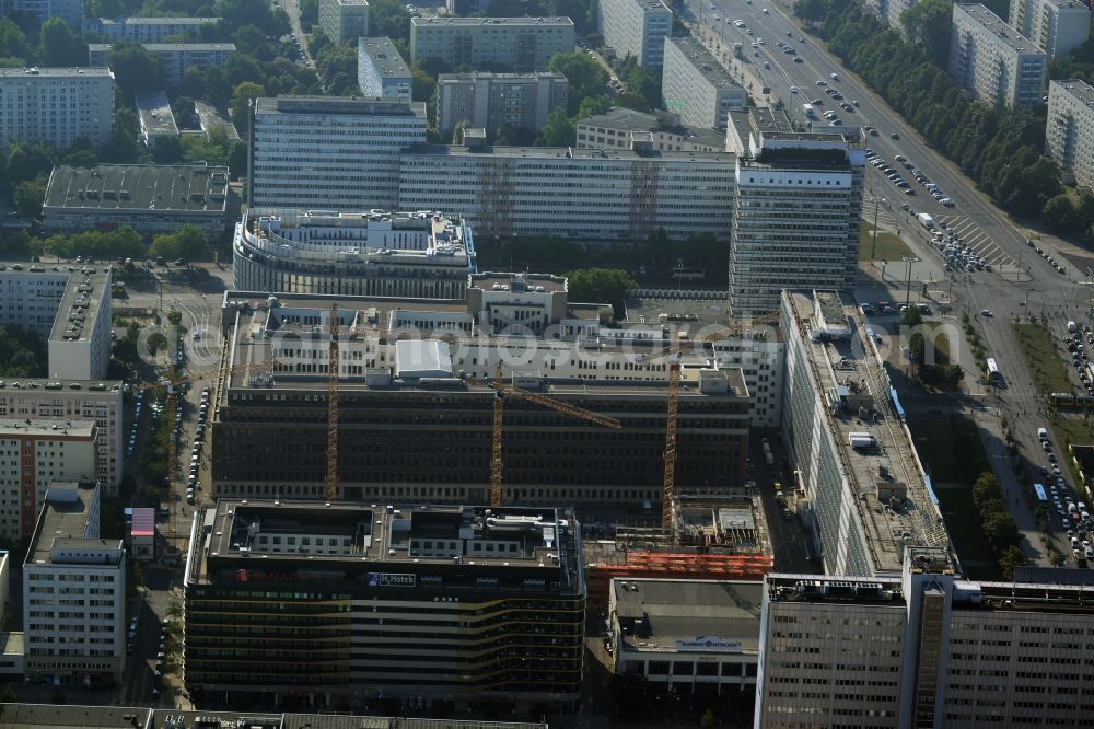 Aerial photograph Berlin Mitte - Construction site for the new construction of residential district at Alexanderplatz in Berlin