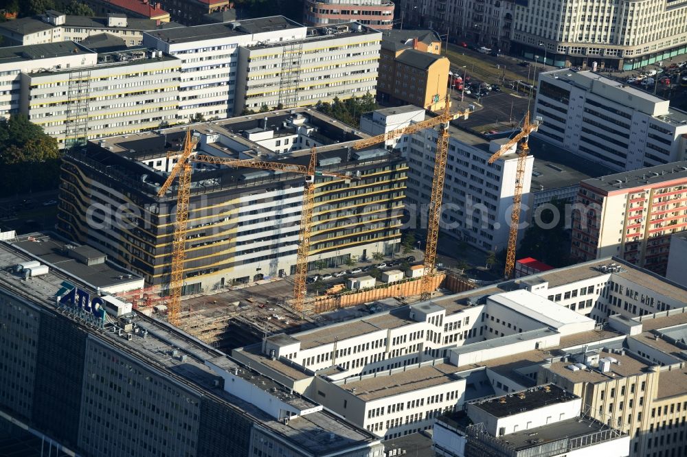 Berlin Mitte from above - Construction site for the new construction of residential district at Alexanderplatz in Berlin