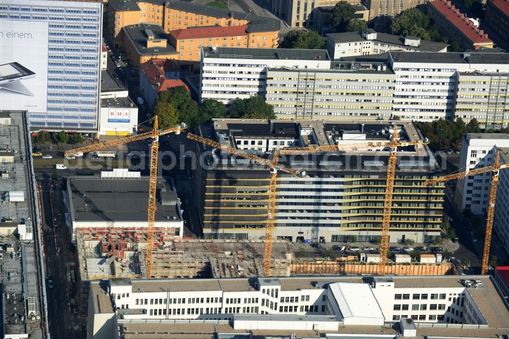 Berlin Mitte from the bird's eye view: Construction site for the new construction of residential district at Alexanderplatz in Berlin